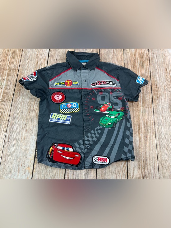 Disney Other - Disney Pixar Cars Lightning McQueen Woven Mechanic's Shirt Kids Youth Size 5/6